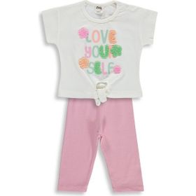 Civil Baby Garnili Çiçek Baskılı 6-18 Ay Ekru Takım