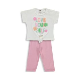 Civil Baby Garnili Çiçek Baskılı 6-18 Ay Ekru Takım
