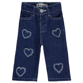 Civil Baby Kalp Pachli 6-18 Ay Mavi Kız Bebek Kot Pantolon