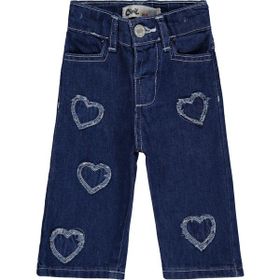 Civil Baby Kalp Pachli 6-18 Ay Mavi Kız Bebek Kot Pantolon