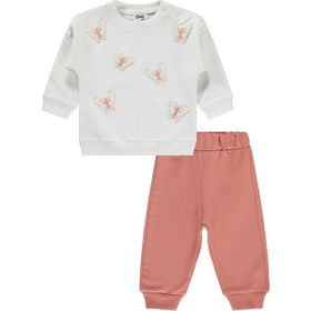 Civil Baby Kelebek Nakışlı 6-18 Ay Ekru Takım