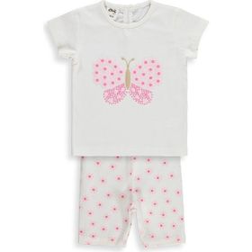 Civil Baby Kelebek Nakışlı 6-18 Ay Ekru Takım