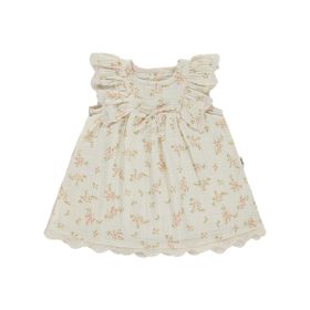 Civil Baby Kol Fırfırlı Çiçek Baskılı 6-18 Ay Bej Elbise
