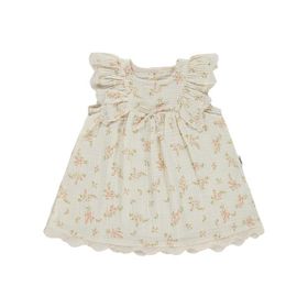 Civil Baby Kol Fırfırlı Çiçek Baskılı 6-18 Ay Bej Elbise