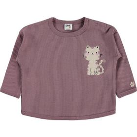 Civil Baby Oturan Kedi Baskılı 6-18 Ay Kahve Sweatshirt