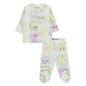 Civil Baby Patikli 1-6 Ay Ekru Kız Bebek Pijama Takımı