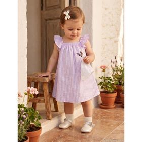 Civil Baby Sim İpli Nakışlı Fırfırlı 6-18 Ay Lila Elbise