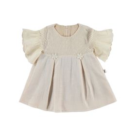 Civil Baby Yaprak Nakış Kol Dantel 6-18 Ay Bej Elbise