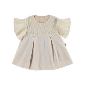 Civil Baby Yaprak Nakış Kol Dantel 6-18 Ay Bej Elbise