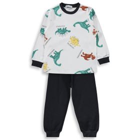 Civil Boys Dinozor Baskılı 2-5 Yaş Gri Pijama Takımı
