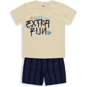 Civil Boys Extra Fun Baskılı 2-5 Yaş Ekru - Lacivert Takım