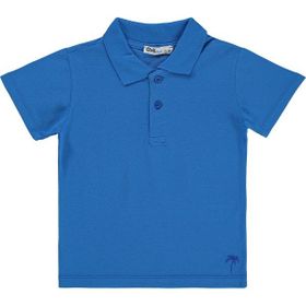 Civil Boys Palmiye Nakışlı Polo Yaka 2-5 Yaş Mavi Erkek Çocuk Tişört