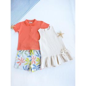 Civil Boys Palmiye Nakışlı Polo Yaka 2-5 Yaş Pembe Erkek Çocuk Tişört