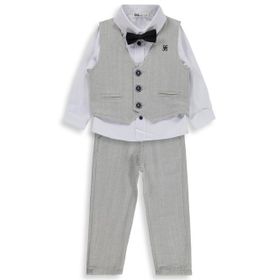 Civil Boys Yelekli 3'lü Keten 2-5 Yaş Gri Takım