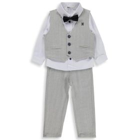 Civil Boys Yelekli 3'lü Keten 2-5 Yaş Gri Takım