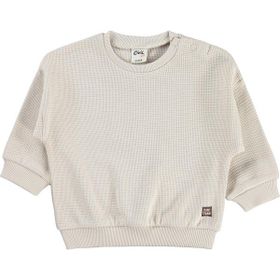 Civil Cute Tiger Etiketli 6-18 Ay Taş Beyaz Bebek Sweatshirt
