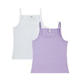 Civil Girls 77334332123W1 2'li Beyaz Lila Kız Çocuk Atlet Set