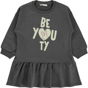 Civil Girls Be You Ty Baskılı 2-5 Yaş Gri - Antrasit Elbise