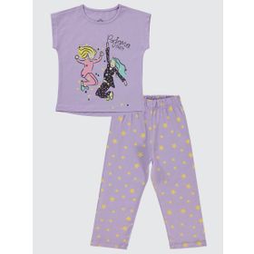 Civil Girls Dijital Lavanta Kız Çocuk Pijama Takımı