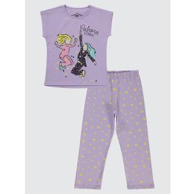 Civil Girls Dijital Lavanta Kız Çocuk Pijama Takımı