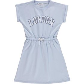 Civil Girls London Baskılı 10-13 Yaş Mavi - Açık Mavi Elbise