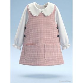 Civil Girls Yakası Pomponlu 2-5 Yaş Pembe Elbise