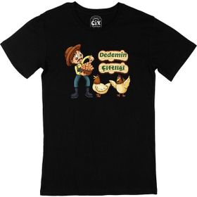 Cix %100 Pamuk Dedemin Çiftliği Siyah T-shirt