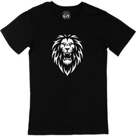 Cix 211185 Beyaz Aslanlı Siyah Erkek T-shirt