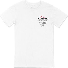 Cix 29 Ekim Atatürk Gençlik Cep Logo Tasarımlı Beyaz Erkek T-shirt