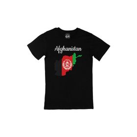 Cix Afganistan Haritalı ve Bayraklı Siyah T-shirt