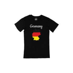 Cix Almanya Haritalı ve Bayraklı Siyah T-shirt