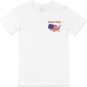 Cix Amerika Haritalı ve Bayraklı Cep Logo Tasarımlı Beyaz Erkek T-shirt