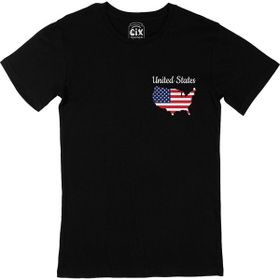 Cix Amerika Haritalı ve Bayraklı Cep Logo Tasarımlı Siyah Tişört