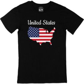 Cix Amerika Haritalı ve Bayraklı Siyah T-shirt