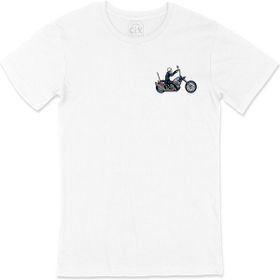 Cix Amerikan Motorcu Kurukafa Cep Logo Tasarımlı Beyaz T-shirt