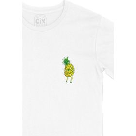 Cix Ananas Girl Cep Tasarım Baskılı Beyaz Tişört