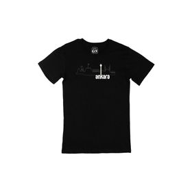 Cix Ankara Çizimli Bayraklı Siyah T-shirt
