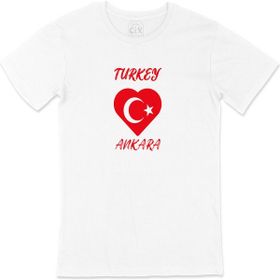 Cix Ankara Türkiye Bayraklı Kalpli Beyaz Tişört