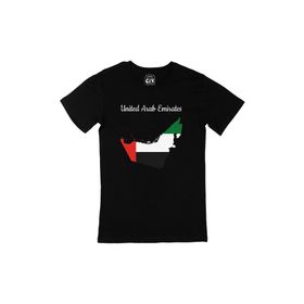 Cix Arap Emirlikleri Haritalı ve Bayraklı Siyah T-shirt