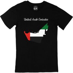 Cix Arap Emirlikleri Haritalı ve Bayraklı Siyah T-shirt