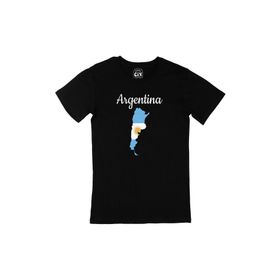 Cix Arjantin Haritalı ve Bayraklı Siyah T-shirt