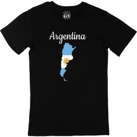 Cix Arjantin Haritalı ve Bayraklı Siyah T-shirt