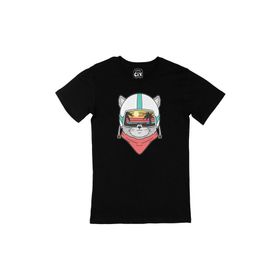 Cix Astronot Kedi Tatilde Siyah T-shirt