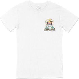 Cix Astronot Uzayda Beyaz Yazılı Cep Logo Tasarımlı Erkek T-shirt