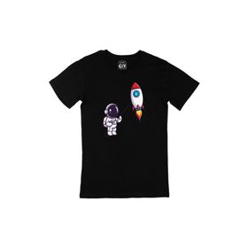Cix Astronot ve Roket Siyah T-shirt