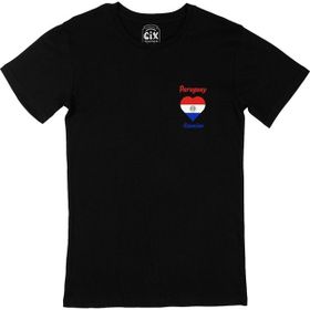 Cix Asuncion Paraguay Bayraklı Kalpli Cep Logo Tasarımlı Siyah Tişört