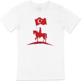 Cix Atatürk Kırmızı Bayraklı Atlı T-shirt