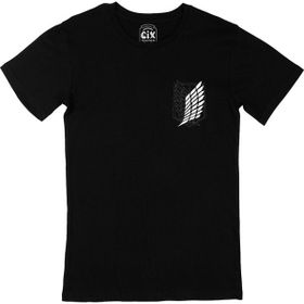 Cix Attack On Titan Siyah Cep Logo Tasarımlı Erkek T-shirt