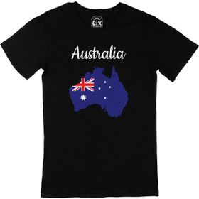 Cix Avusturalya Haritalı ve Bayraklı Siyah T-shirt