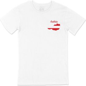 Cix Avusturya Haritalı ve Bayraklı Beyaz Cep Logo Tasarımlı Erkek T-shirt